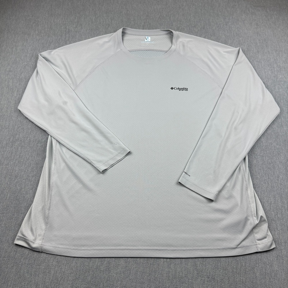 Columbia PFG Shirt Mens 2XL‎ XXL Gray Fishing Omni Freeze Fishing Long Sleeve